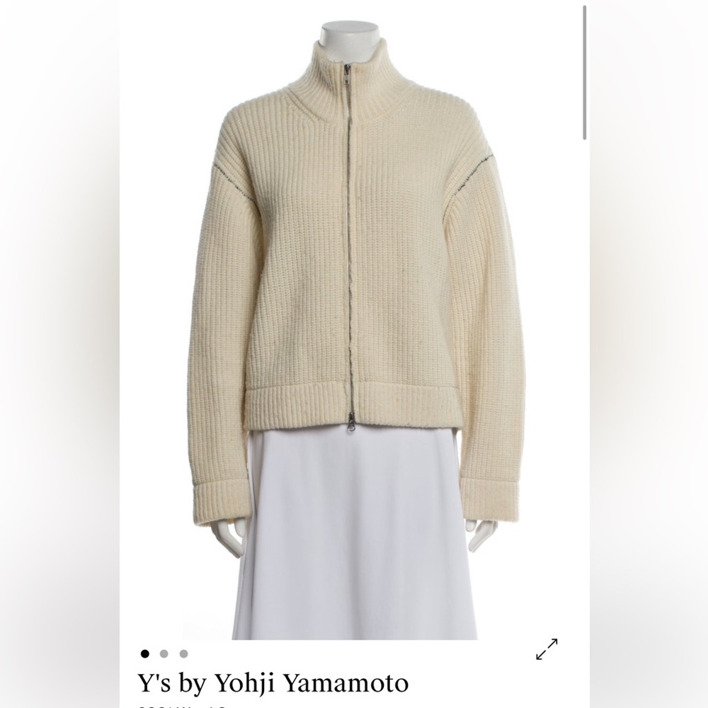 Cream Full-Zip Sweater